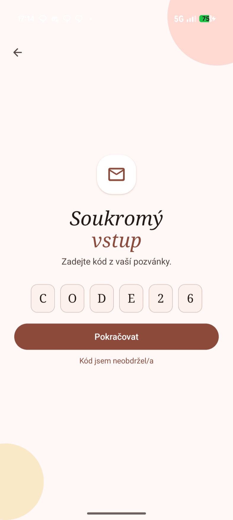 Přihlášení — ukázka obrazovky