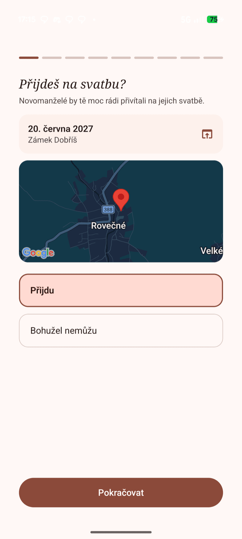 Dotazník — ukázka obrazovky